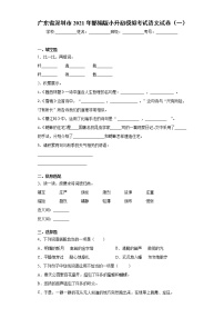 广东省深圳市2021年部编版小升初模拟考试语文试卷（一）（word版 含答案）