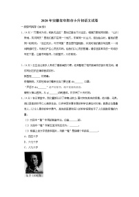 2020年安徽省阜阳市小升初语文试卷（原卷 解析版）  部编版