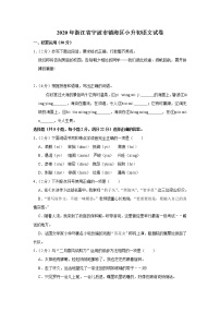 浙江省宁波市镇海区2020年小升初语文试卷 人教部编版（原卷 解析版）