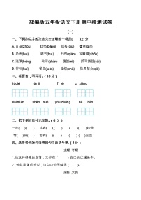 部编版五年级语文下册期中检测试卷(共8份有答案)