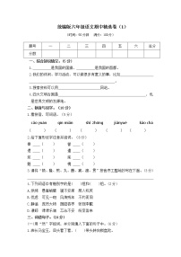 2021年 统编版六年级语文期中精选卷（1）（附参考答案）