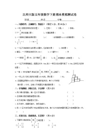 北师大版五年级数学下册期末模拟测试卷试题无答案