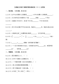 人教版五年级下册数学期末测试卷（十二）含答案