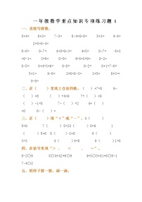 小学一年级上册数学重点知识专项练习题3套人教版 无答案