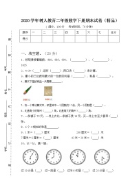 2020学年树人教育二年级数学下册期末试卷（精品）