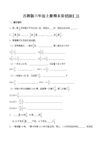 六年级上册数学专项练习-期末易错题汇总（苏教版，无答案）