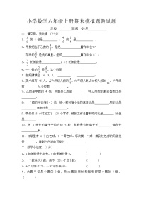 人教版小学数学六年级上册期末模拟题测试题