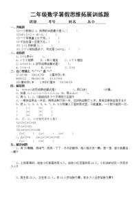 小学数学二年级暑假《思维拓展》练习题 无答案