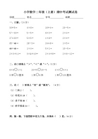 2021年人教版二年级数学上册期中复习试卷10（无答案）