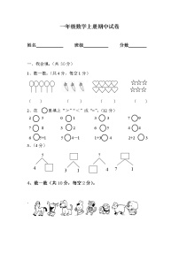 2021年人教版小学一年级数学上册期中复习试卷13（无答案）