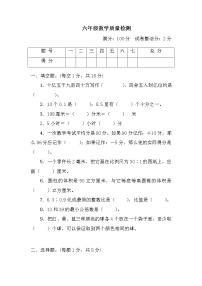 人教版六年级小升初小学教学质量检测+答案