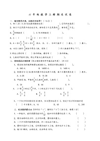 六年级数学（上）期末测试卷  无答案 (16)