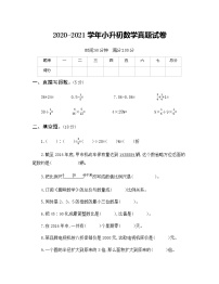 2020-2021学年六年级小升初数学真题卷 (3)