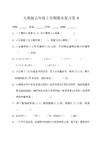 期末复习卷9（综合复习） 数学五年级上册人教版（无答案）