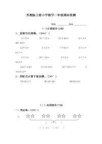 2021年苏教版小学数学二年级上册期末测试卷06（无答案）