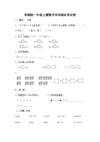 2021年苏教版小学数学一年级上册期末复习卷17（无答案）