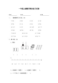 2021年苏教版小学数学一年级上册期末复习卷13（无答案）