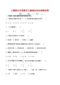 人教版六年级数学上册 第一学期期末复习综合检测试题测试卷 (77)