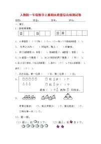 人教版一年级数学上册 第一学期期末质量综合检测试题测试卷 (19)