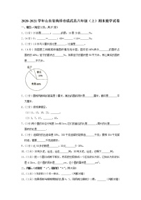 2020-2021学年山东省菏泽市成武县六年级（上）期末数学试卷（含答案）