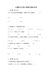 人教版五年级上册数学期末试卷附答案（完整版）