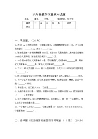 六年级数学下册试题 期末试题 人教版 含答案