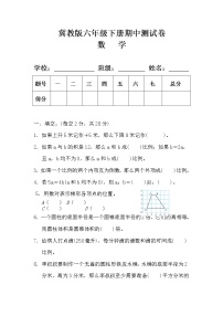 冀教版六年级数学下册期中测试卷（含答案）