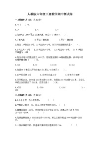 人教版六年级下册数学期中测试卷及完整答案【名师系列】