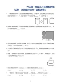 2022年六年级下学期小升初模拟数学试卷---立体图形综合（圆柱圆锥）(带答案).