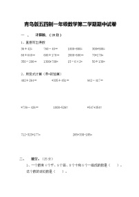 青岛版五四制二年级数学第二学期期中试卷