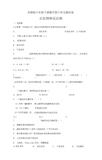 小学数学苏教版六年级下册六 正比例和反比例单元测试随堂练习题