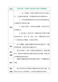 北师大版二年数学下册总复习数与代数教案