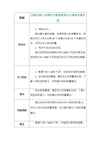 小学数学北师大版三年级下册四 千克、克、吨1吨有多重导学案