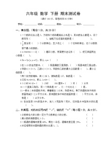 人教版 2022年六年级数学下册  期末测试卷