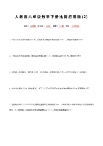 人教版六年级数学下册比例专项复习常考应用题2