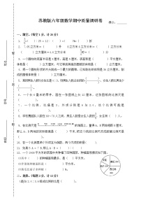 苏教版六年级数学期中质量调研卷