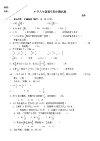 人教版六年级数学上册期中期质量检测试卷（无答案）