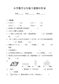 小学数学五年级下册期中作业