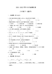 【小升初特训】2021-2022学年数学六年级小升初测试卷-（附答案）-人教版