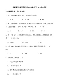 苏教版六年级下册数学期末冲刺卷（四）word版含答案