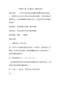 小学数学人教版一年级下册8. 总复习教案设计