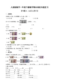 人教版一年级下册数学期末培优专题复习 专题5 认识人民币（有答案，带解析）