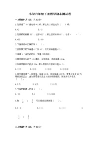 小学六年级下册数学期末测试卷精品加答案