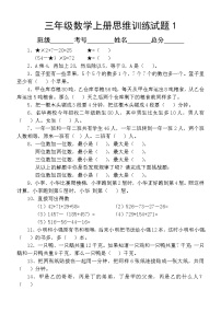 小学数学三年级上册思维训练题(共13套)