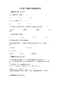 六年级下册数学期末测试卷（含答案）