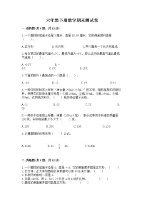 六年级下册数学期末测试卷含答案【综合卷】