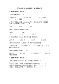 小学六年级下册数学 期末测试卷含完整答案（全优）