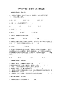 小学六年级下册数学 期末测试卷及答案（全优）