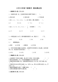 小学六年级下册数学 期末测试卷含答案（达标题）