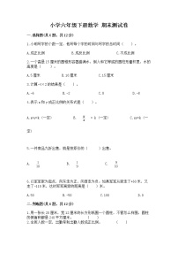 小学六年级下册数学 期末测试卷及精品答案